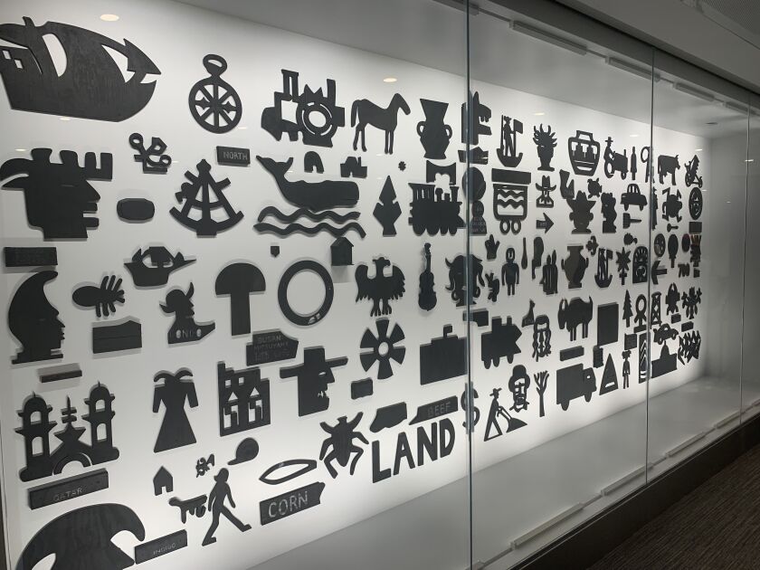 A mural in O’Hare Airport’s International Terminal by Bernard Williams.