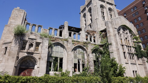 Exterior of City Methodist Church at 577 Washington St. in Gary, Indiana.
