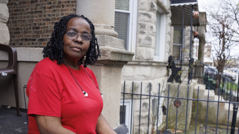 Dorothy Rosenthal sits outside her home in Garfield Park