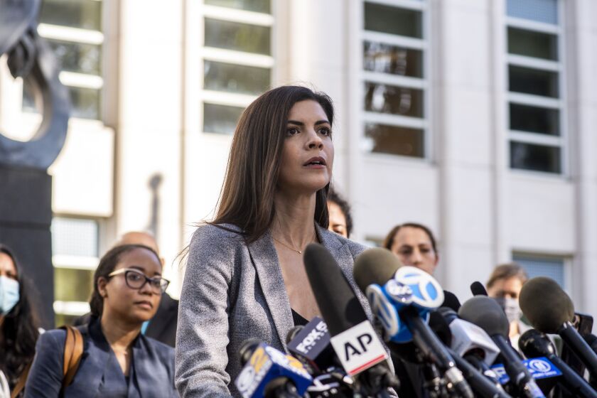 U.S. Attorney Jacquelyn Kasulis speaks to the press on the guilty verdict of R. Kelly at the Brooklyn Federal Court House on Monday, Sept. 27, 2021, in New York.