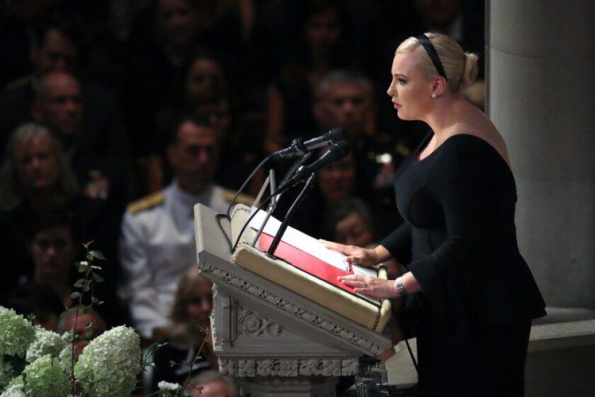 Meghan McCain delivers a eulogy during the funeral service for her father, Sen. John McCain at the National Cathedral. | Getty Images