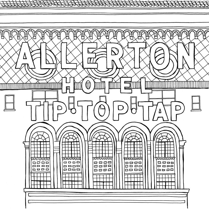 Chris Arnold’s coloring book illustration of the legendary Tip Top Tap neon sign atop the Allerton Hotel in Chicago. | Reprinted with permission from “The Chicago Coloring Book,” Agate Midway, 2016, Copyright Chris Arnold.
