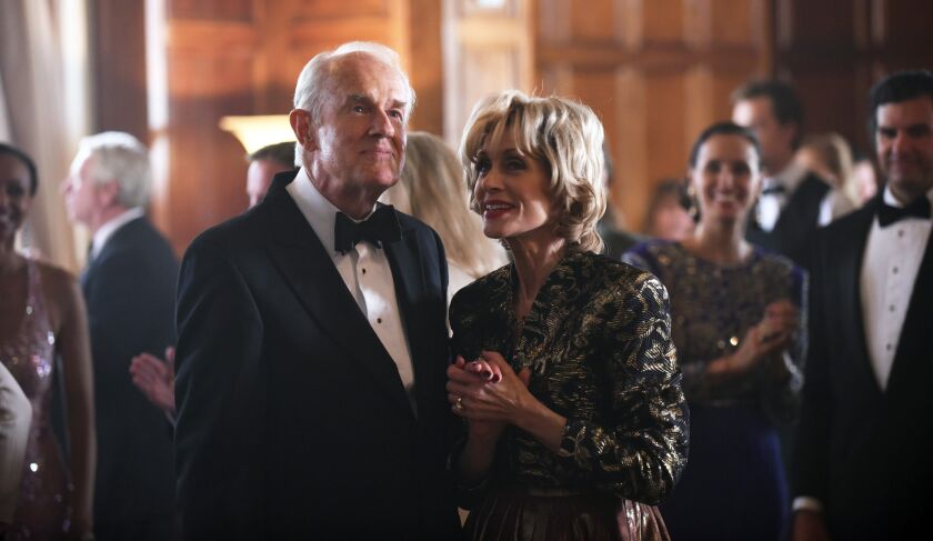 Mike Farrell plays Lee Miglin with Judith Light as his wife, Marilyn Miglin, on “The Assassination of Gianni Versace: American Crime Story.” | FX