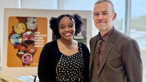 Karlia Brown and Ivan Arenas, two of the report's authors, pose for a photo.