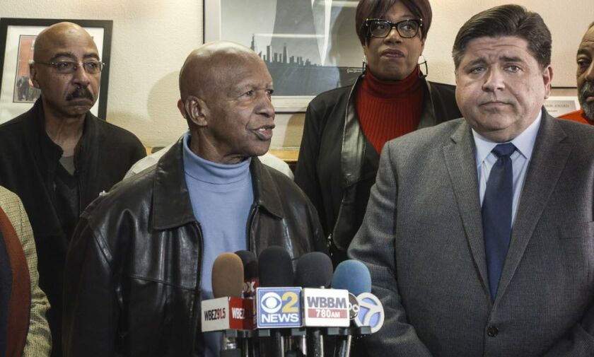 Illinois Secretary of State Jesse White speaks Tuesday at Democratic governor candidate J.B. Pritzker’s news conference. | Marcus DiPaola/Sun-Times