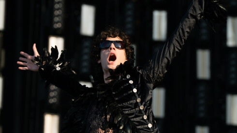 Sombr performs on the T-Mobile stage on Thursday, the first day of Lollapalooza in Grant Park.