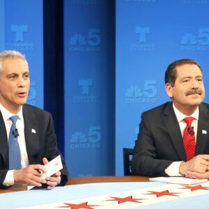 Chicago Mayor Rahm Emanuel (left) was forced into a runoff election in 2015 against Cook County Commissioner Jesus “Chuy” Garcia. | Associated Press