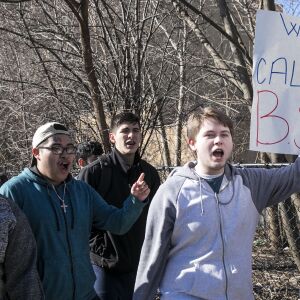 Students from Hancock High School walk out of class to protest gun violence. | Ashlee Rezin/Sun-Times