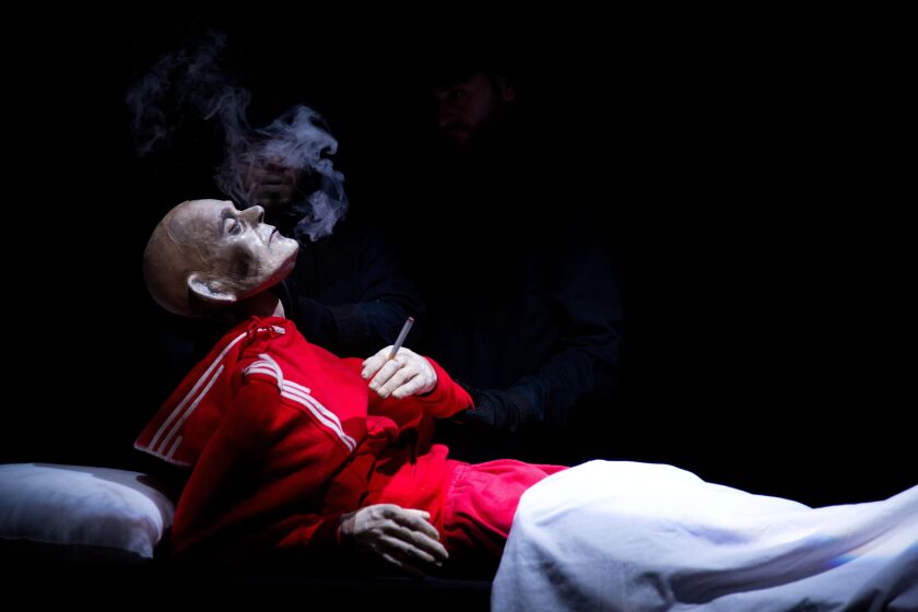 A puppet from “Cendres,” a Plexus Polair production about a Norwegian arsonist, presented as parrt of the Chicago Internatioanl Puppet Theater Festival. (Photo: Kristin Aafloy Opdan)