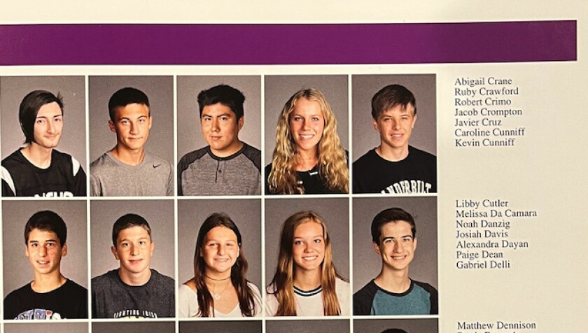 Robert E. Crimo III (top left) in a Highland Park High School yearbook.