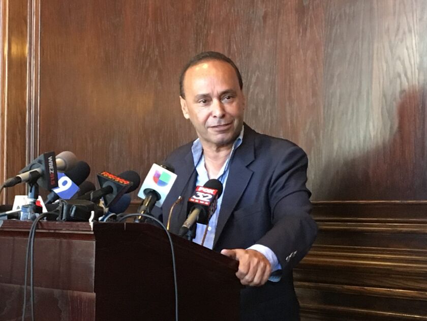 U.S. Rep. Luis Gutierrez at a news conference Wednesday. | Tina Sfondeles/Sun-Times