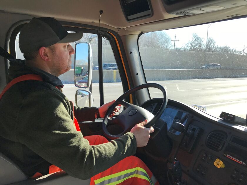 John Wagner, an Illinois Tollway employee, patrols parts of I-294 and I-90, helping stranded motorists in cold weather as part of the Zero Weather Road Patrol. | Taylor Hartz/Sun-Times