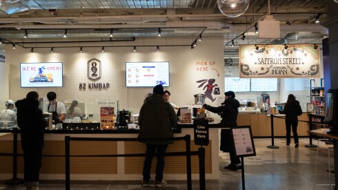 82 Kimbap and Saffron Street at Sterling Food Hall in the Loop are seen in this photo, Wednesday, Feb. 11, 2026.