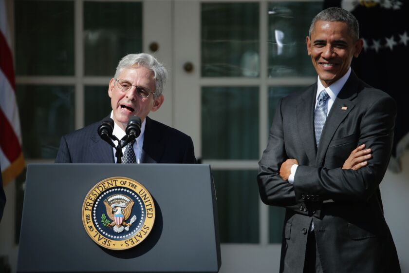 Judge Merrick B. Garland speaks in the Rose Garden of the White House after being nominated to the U.S. Supreme Court by President Barack Obama. | Chip Somodevilla/Getty Images
