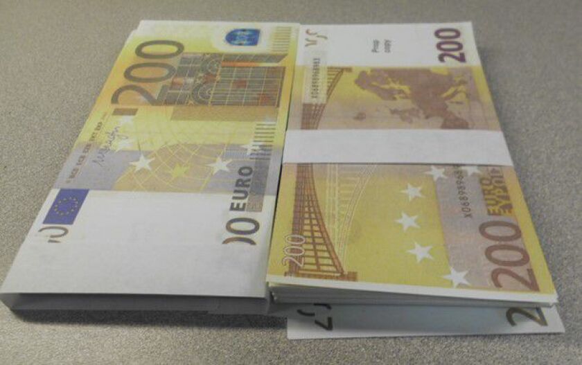 Customs agents seized this counterfeit currency at O’Hare International Airport.