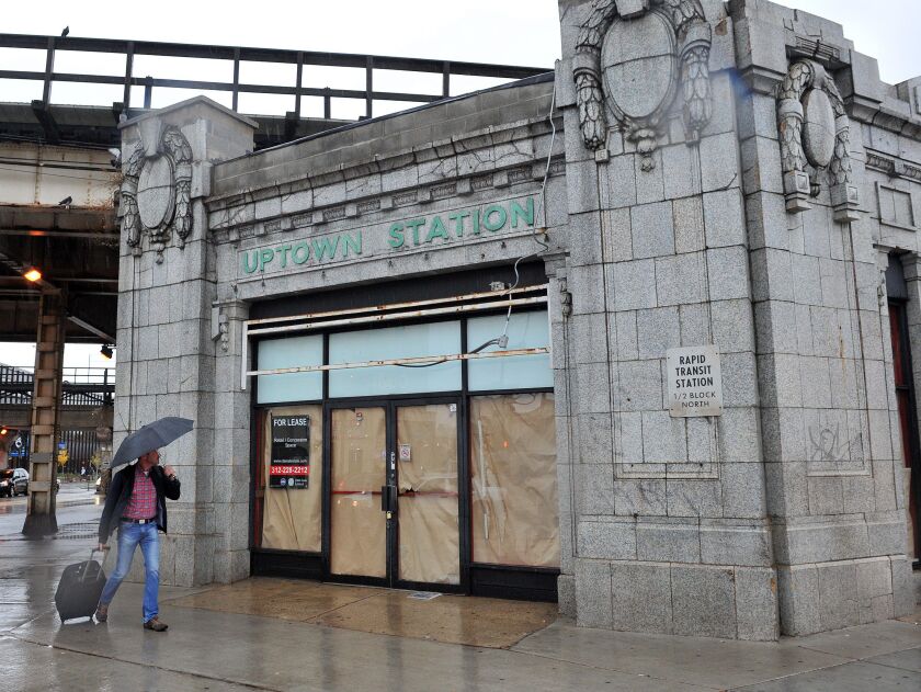 The Gerber Building across the street from the newly-reopened Uptown station at Wilson and Broadway is shown in 2011. Work continues on this building. | Sun-Times file photo
