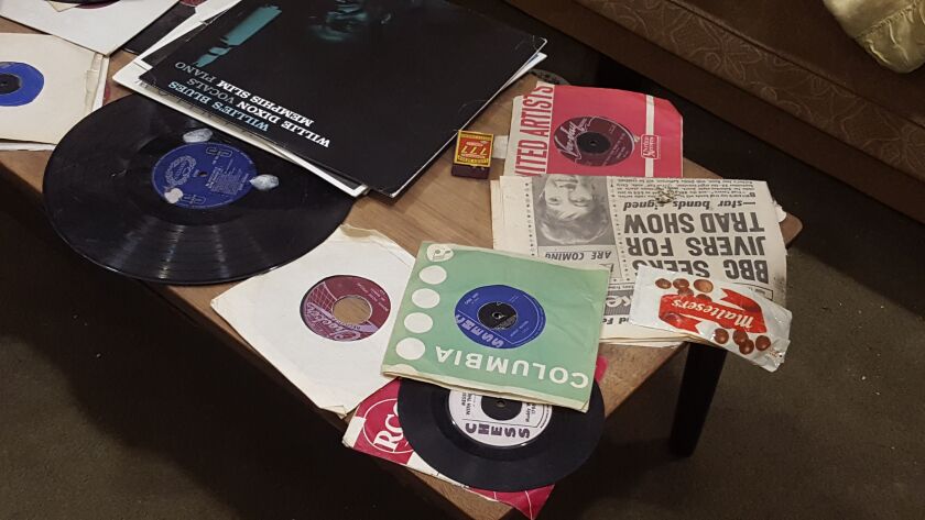 Recordings from Chicago’s legendary Chess Records are among the albums and 45s strewn about a coffee table inside the living room of the re-imagined London flat once occupied by a then still-unknown band called The Rolling Stones. | MIRIAM DI NUNZIO PHOTO