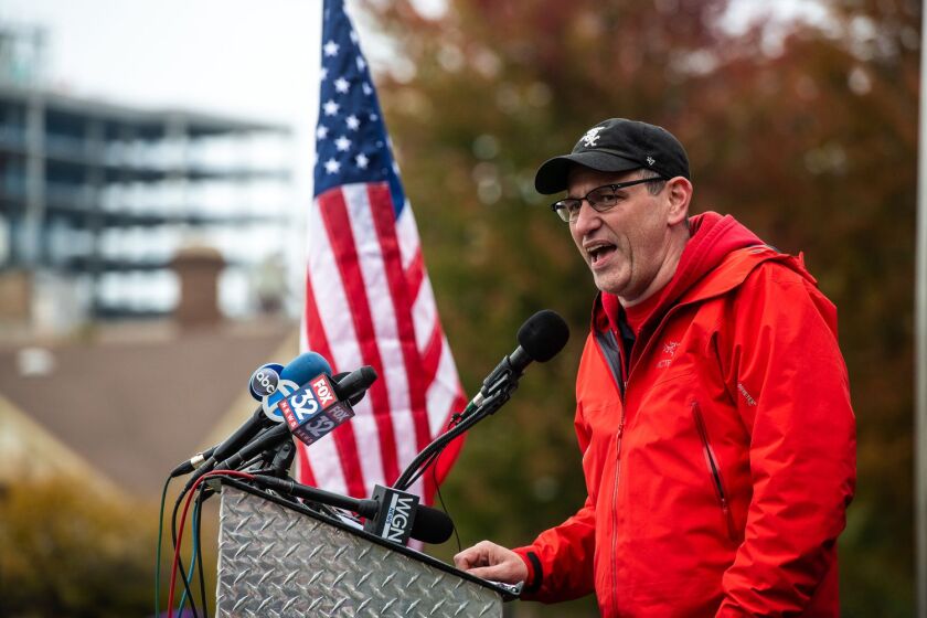 CTU President Jesse Sharkey at a rally at Union Park last Oct. 26.