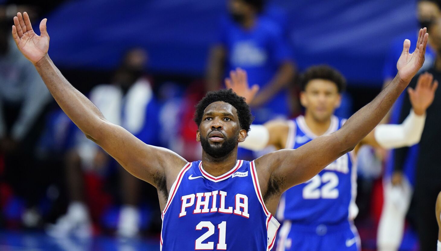 NextImg:Short-handed Bulls get schooled by Joel Embiid and the 76ers