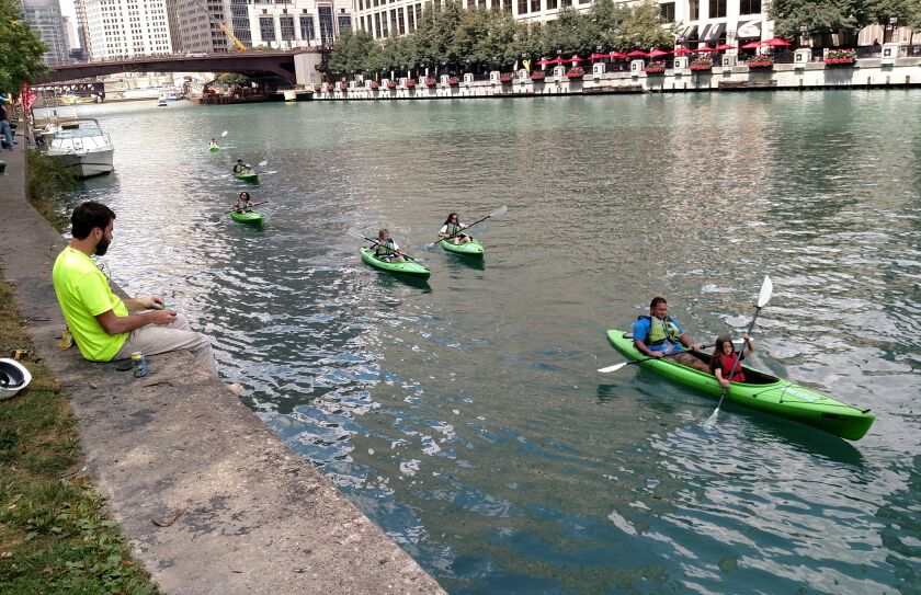 There are many ways to experience the Chicago Riverwalk, one treasure mentioned in “Nature in Chicagoland.” Credit: Dale Bowman