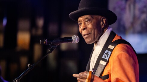 Blues singer and guitarist Buddy Guy performs at his namesake club Buddy Guy's Legends in the Loop, Friday, Jan. 23, 2026.