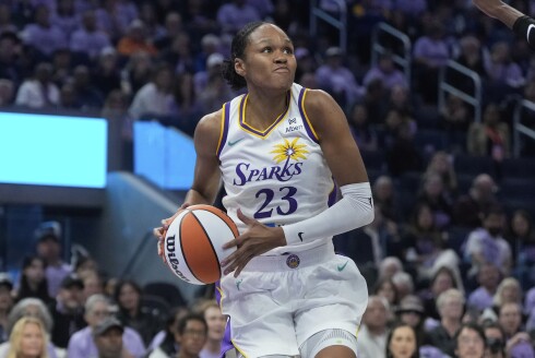 Los Angeles Sparks forward Azura Stevens during a game against the Golden State Valkyries in San Francisco on Friday, May 16, 2025.