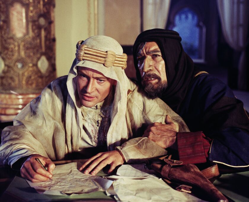 Peter O’Toole (left) and Anthony Quinn in a scene from the classic film “Lawrence of Arabia.” | Provided Photo