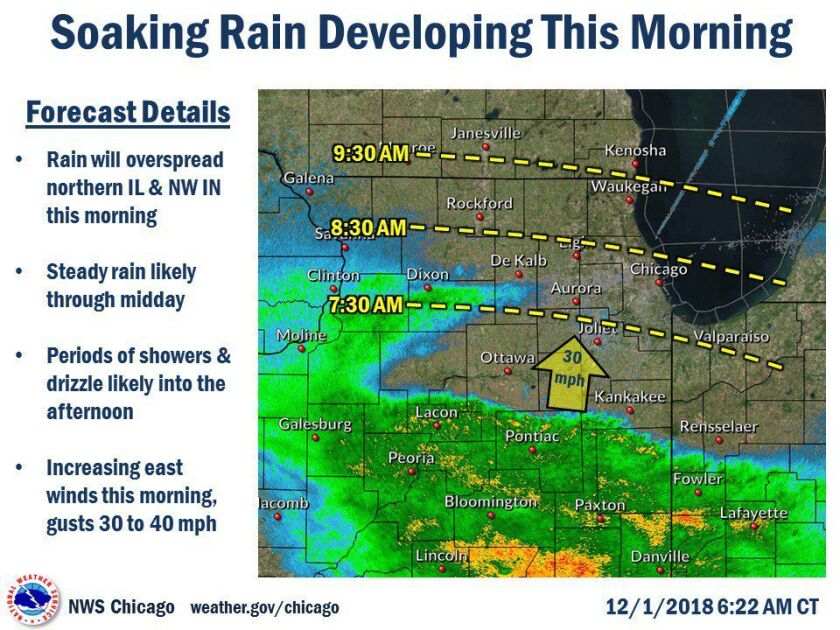 Soaking rain is expected Sunday morning in Chicagoland. | National Weather Service