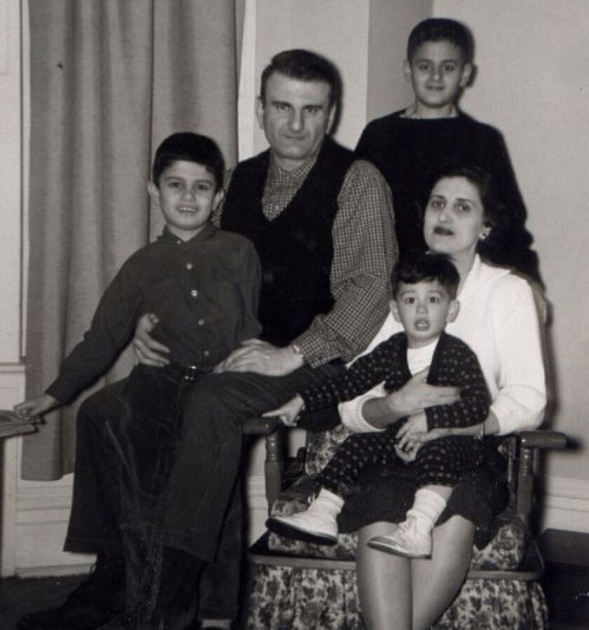 A family photo taken around 1960 of (clockwise from left) John Petrakis, author Harry Mark Petrakis, Mark Petrakis, Diana Petrakis and Dean Petrakis. | Provided photo