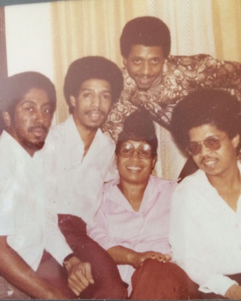 Marilyn Hughes with sons (from left) David, Clarence, Melvin and Steve Johnson.
