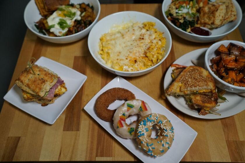 Various breakfast and lunch dishes served at Smack Dab restaurant.