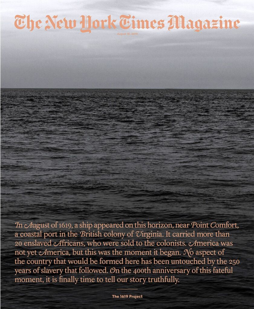 The cover art for a special issue of The New York Times Magazine’s “The 1619 Project.