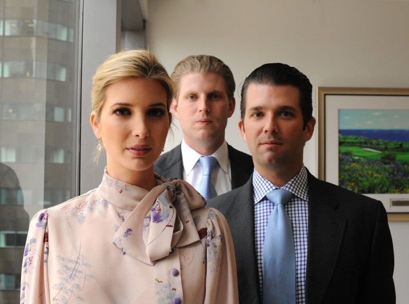 In a photo that Donald Trump Jr. (right) posted on Instagram in September 2016, he poses with sister Ivanka and brother Eric.