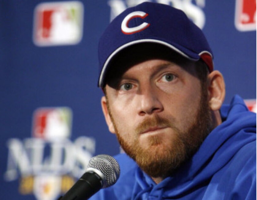 <em>Dempster before his Game 1 playoff start in 2</em>