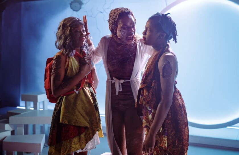 Ashli Rene Funches (from left), Karen Aldridge and Aja Singletary star in “Is God Is” at A Red Orchid Theatre.