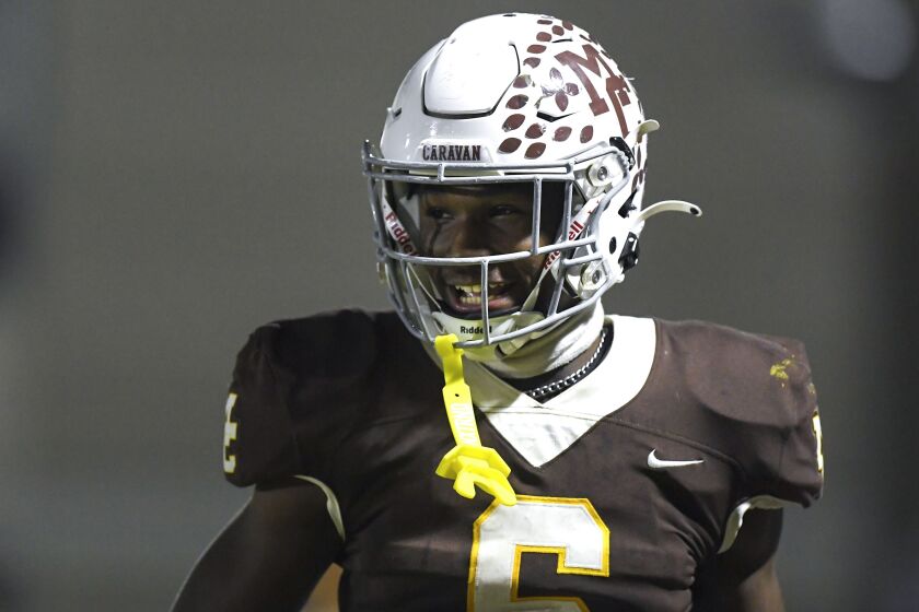 Mount Carmel’s Darrion Dupree (6) reacts during the game against Batavia.