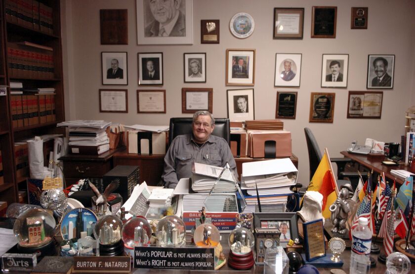 Ald. Burt Natarus in his City Hall office in 2005,