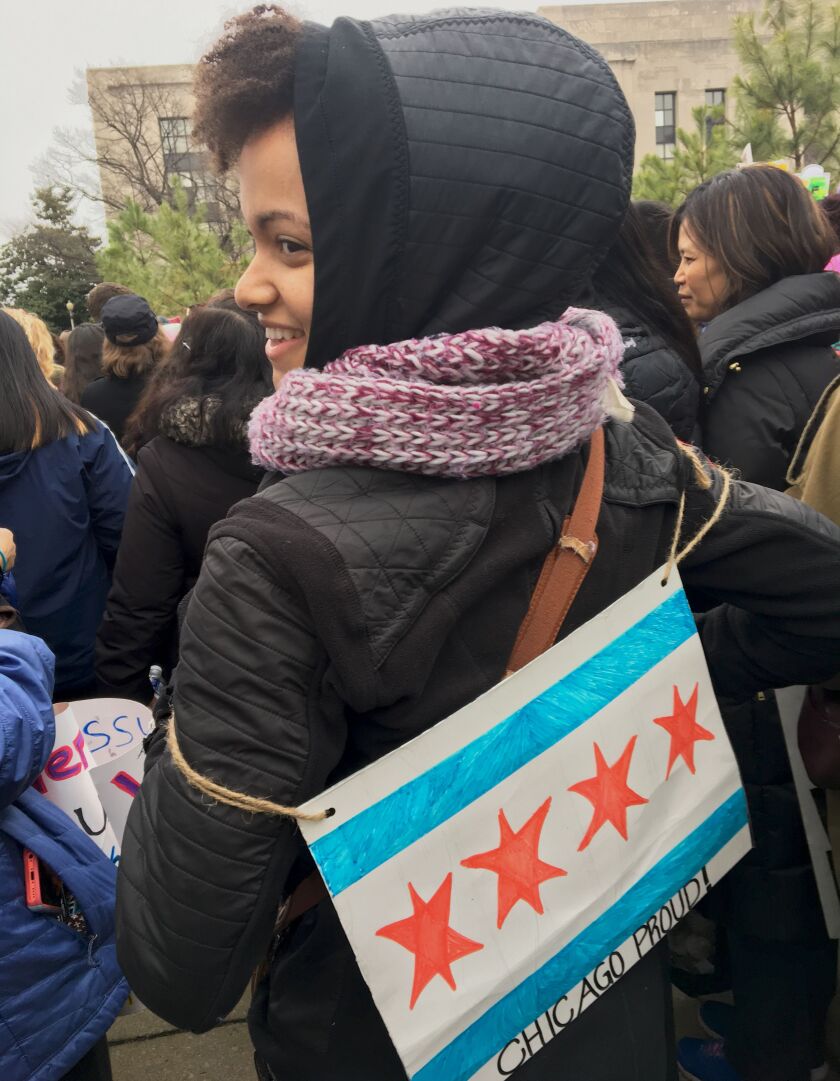 Abigail Smith, a teacher at a school in Lincoln Park, spent her birthday weekend at the Women’s March in Washington. | Suzanne McBride/Sun-Times