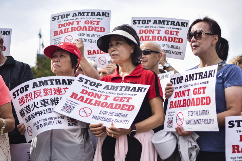 A news conference was held outside Rate Field Sept. 8 to decry the proposed plan to move the White Sox out of Bridgeport and construct an Amtrak maintenance facility in the neighborhood.