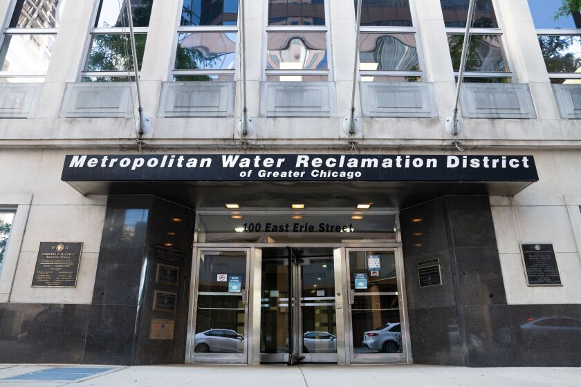 The exterior of the Metropolitan Water Reclamation District of Greater Chicago’s offices. During the pandemic, John Sudduth held chief information officer jobs at both the Metropolitan Water Reclamation District of Greater Chicago and a medical board, double-dipping that went undetected.