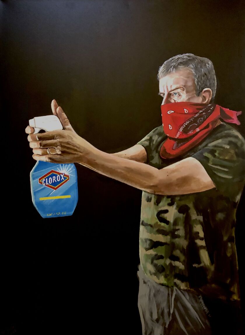 “Clorox,” by Phil Gayter, is a portrait of his twin brother, Paul Gayter, also an artist.