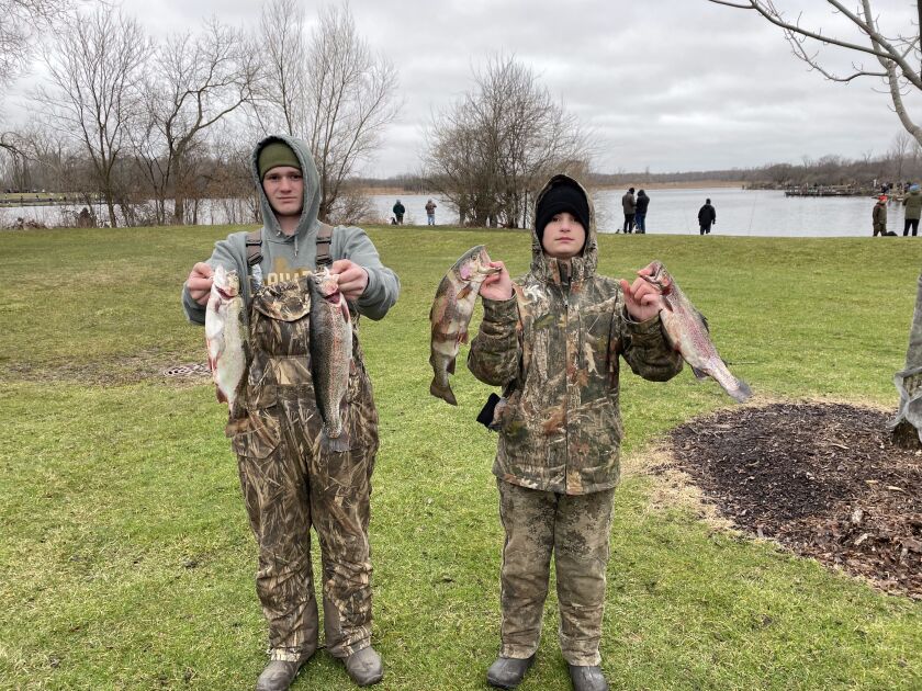 Luke and Joe Teri with good rainbow trout from Pickerel Lake. Provided by Matt Teri