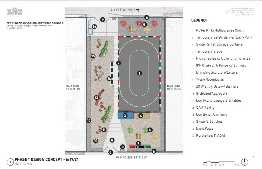 Burr Ridge’s All-Bry Construction Company will build the temporary roller rink and plaza, which is planned to open on July 23.