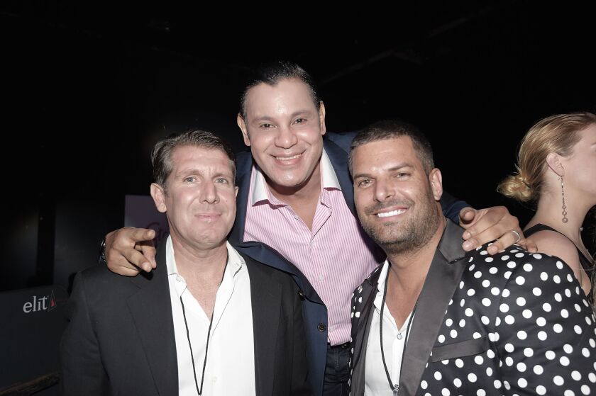 Michael Capponi, Sammy Sosa and Gideon Kimbrell attend InList’s 2nd Anniversary Party Celebrating Moishe Mana’s Birthday, Presented By Stoli on November 30, 2016 in Miami, Florida. | Romain Maurice/Getty Images