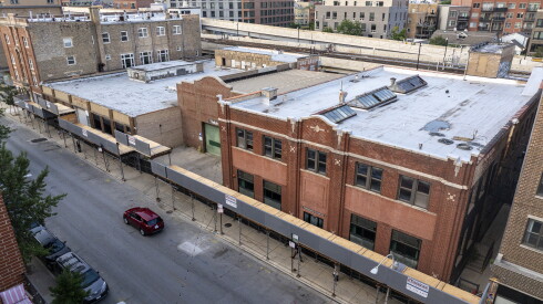 Aerial view of the former Torstenson Glass Co. facility at 3233 N. Sheffield Ave. will be redeveloped into luxury apartments.