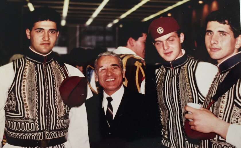 Tom Athanasios and members of the Evzones, or Greek presidential guard. | family photo