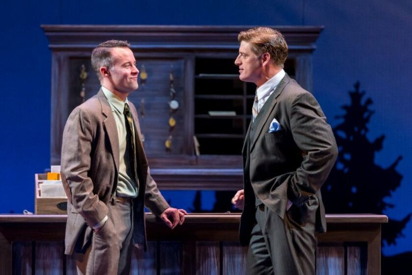 Matt Raftery (left) and Sean Krill star in the Drury Lane Theatre production of Irving Berlin’s “White Christmas.” (Photo: Brett Beiner)
