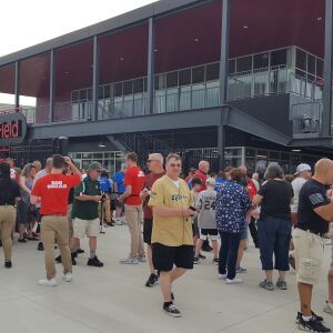 The first fans walk through the gates at Impact Field in Rosemont, May 25, 2018. | Miriam Di Nunzio/Sun-Times