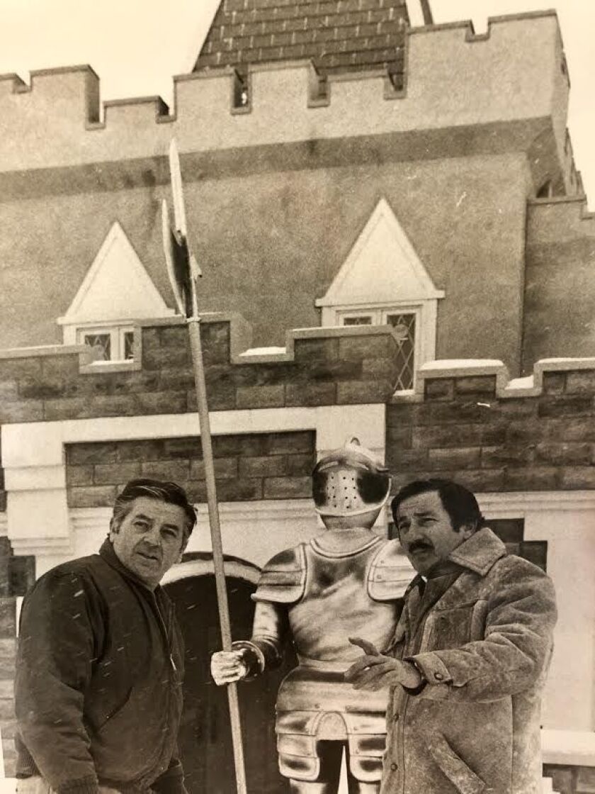 Gus Boznos (right) and his brother Nick Boznos at the Lincolnshire location of Par-King before it opened in the mid-1970s. | Provided photo