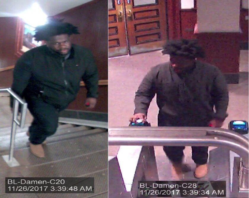 An image from CTA cameras of a man wanted for following, beating and robbing a woman early Tuesday in the Bucktown neighborhood. | Chicago Police
